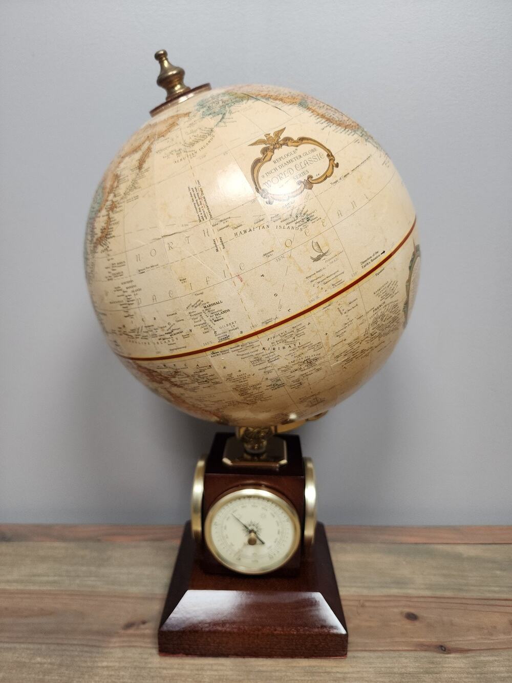 Replogle World Classic 9" Globe Weather Station Barometer Thermometer Hygrometer